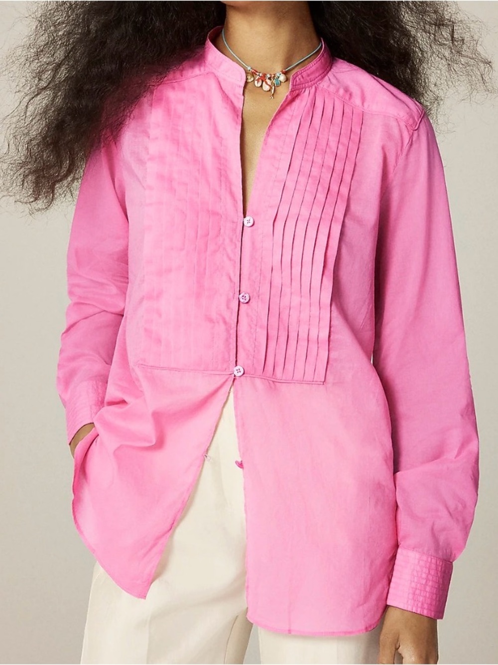 J. Crew Pink Pintuck Button-Down Shirt